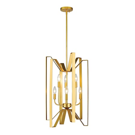 Marsala 6 Light Pendant, Polished Metallic Gold